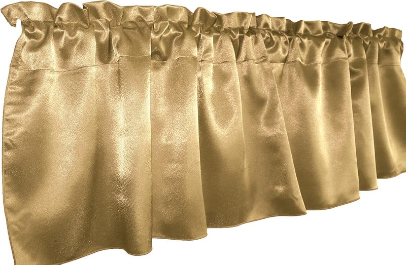 Zen Creative Designs Solid Shiny Satin Window Valance Home Décor Bedroom Nursery Kitchen Window (58" Wide x 18" Long, Gold) - Image 2